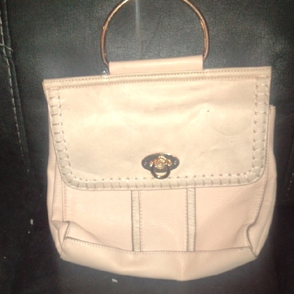 Elegant Cream Handbag with Gold Accents